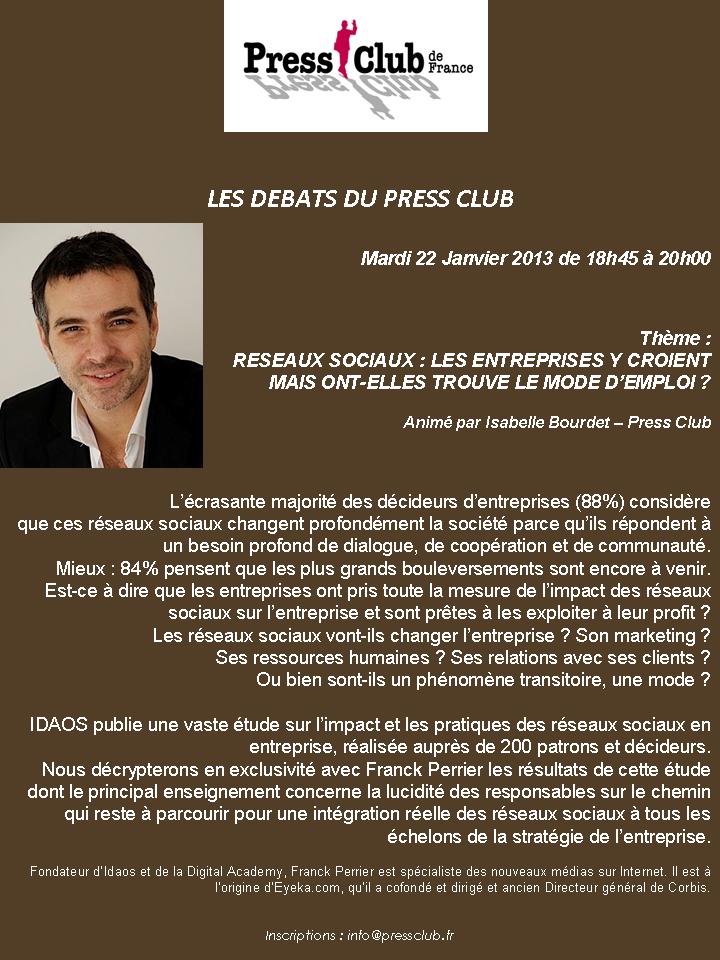 Débats du Press Club : les réseaux sociaux et les entreprises