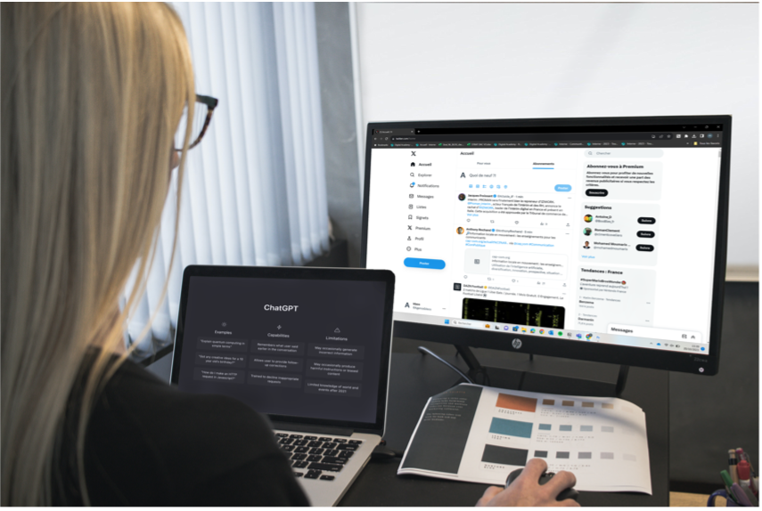 personne derrière un ordinateur avec ChatGPT