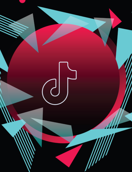 Cercle et éléments graphiques aux couleurs de Tiktok