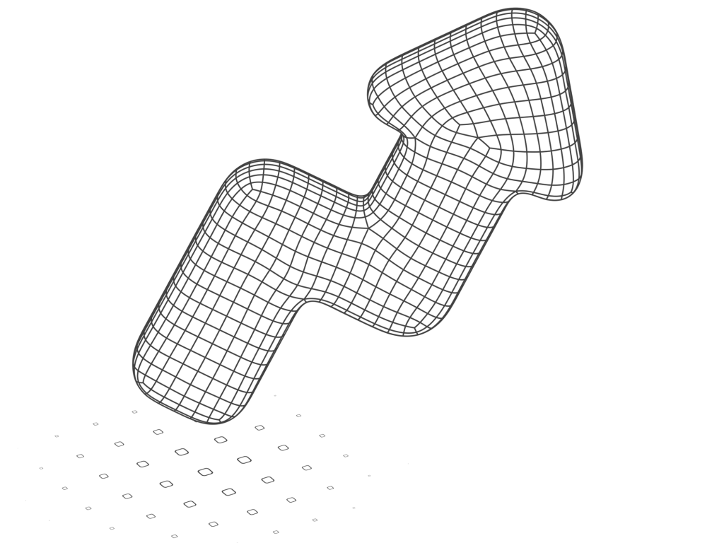Illustration en noir et blanc d’une flèche orientée vers le haut avec un effet de grille en volume.