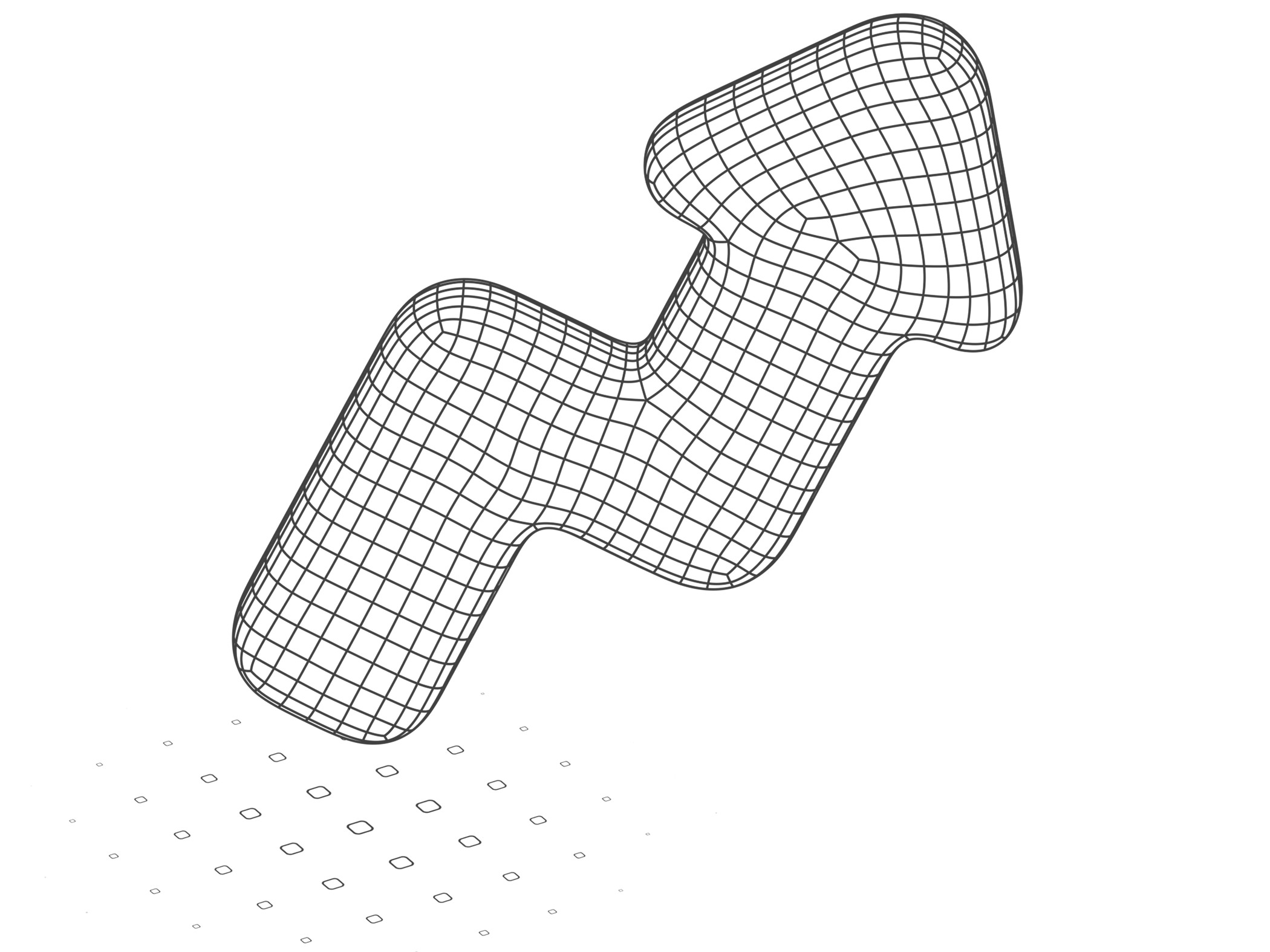 Illustration en noir et blanc d’une flèche orientée vers le haut avec un effet de grille en volume.