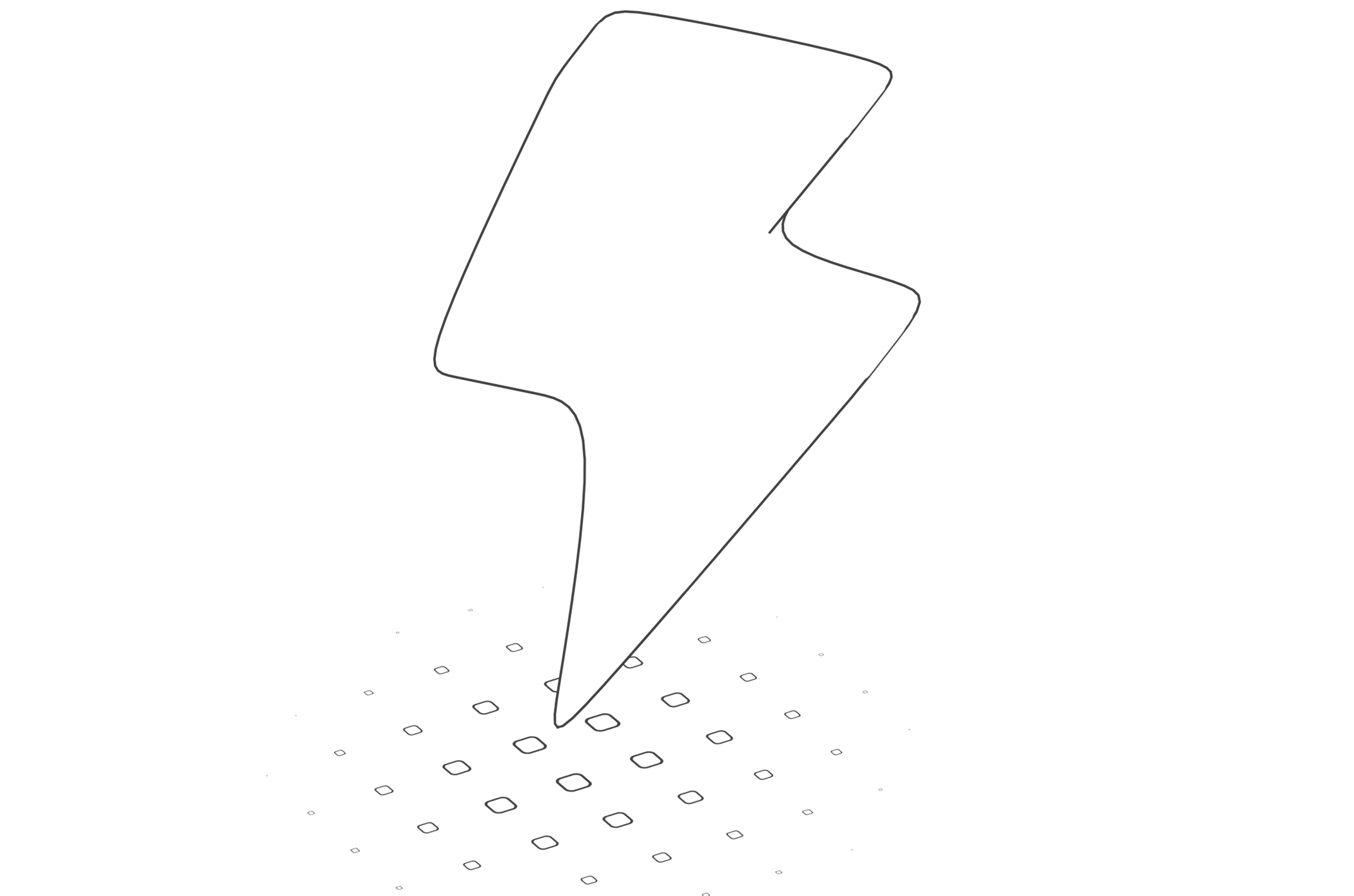 Illustration en noir et blanc d’un éclair stylisé.