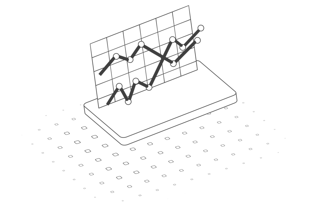 Illustration en noir et blanc d’un graphique à points