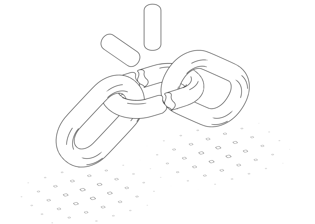 Illustration en noir et blanc de maillons de chaîne reliés.