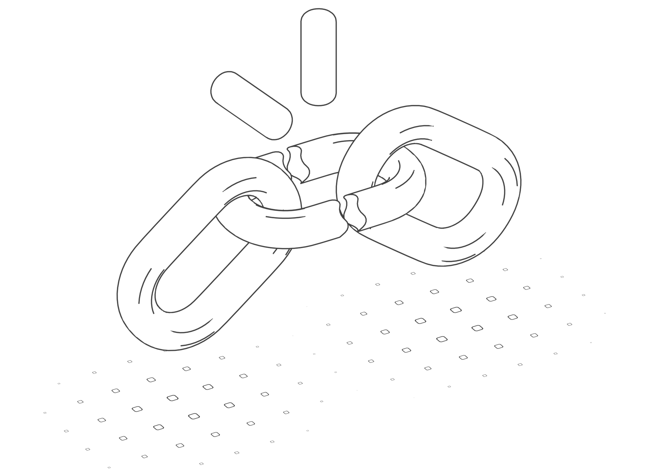 Illustration en noir et blanc de maillons de chaîne reliés.