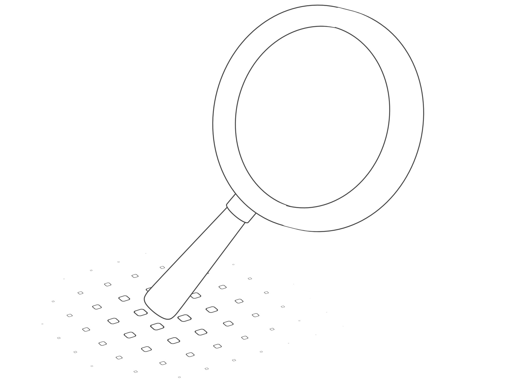 Illustration en noir et blanc d’une loupe.