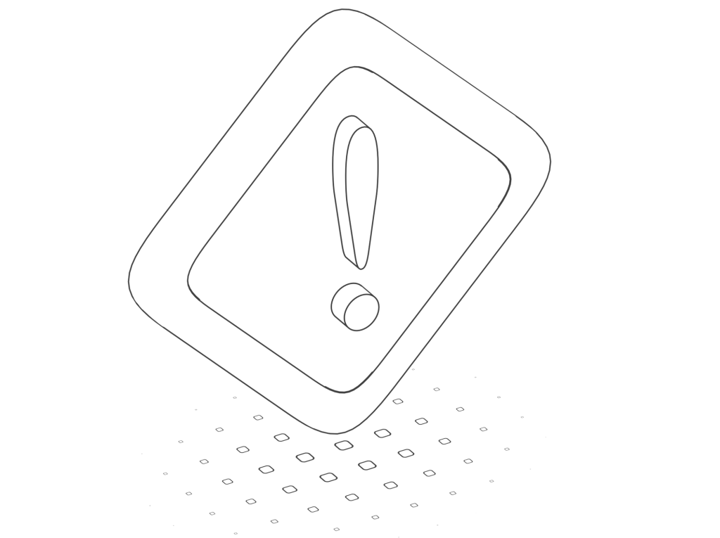 Illustration en noir et blanc d’un panneau avec un point d’exclamation.