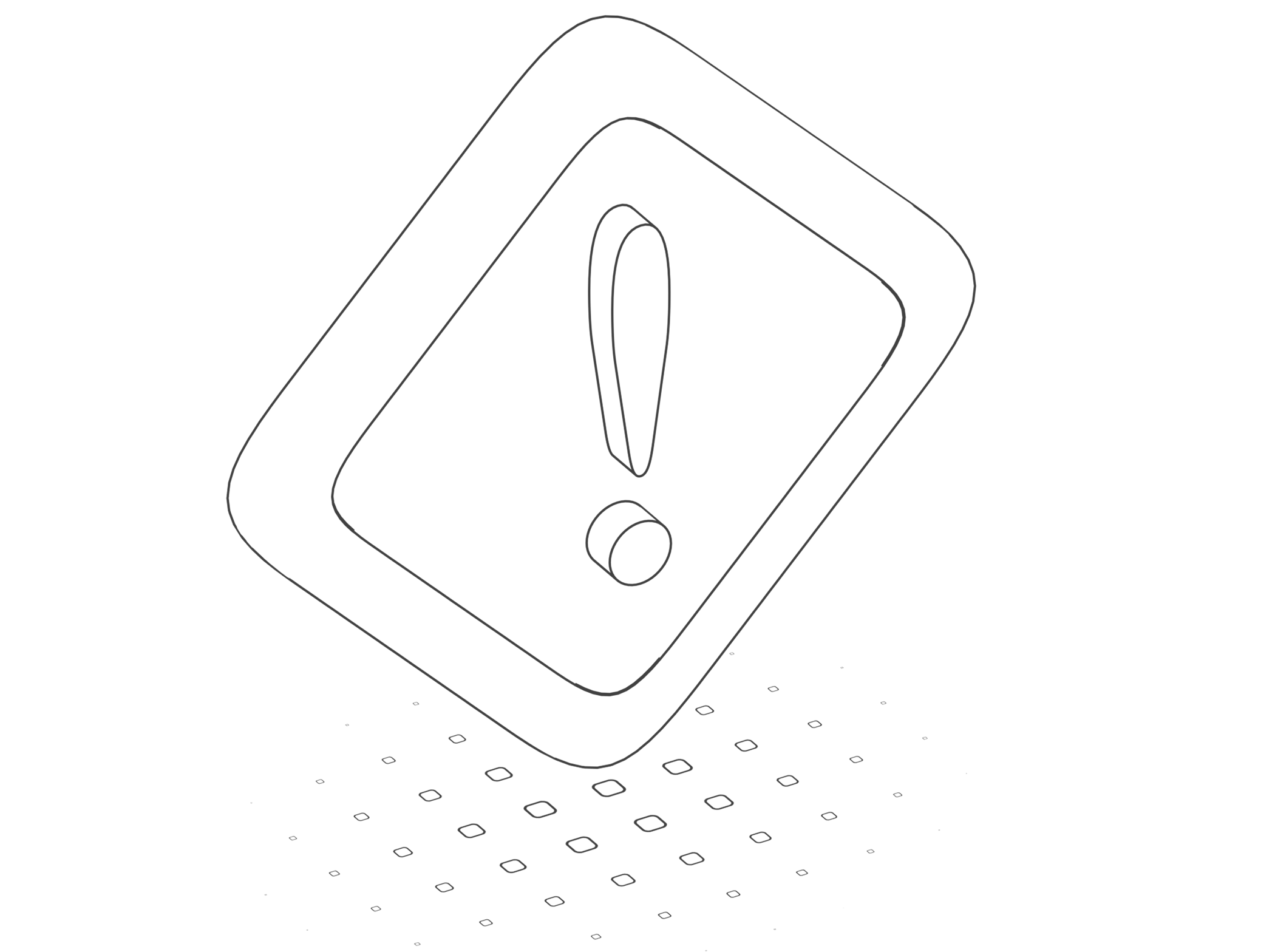 Illustration en noir et blanc d’un panneau avec un point d’exclamation.