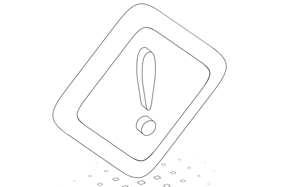 Illustration en noir et blanc d’un panneau avec un point d’exclamation.