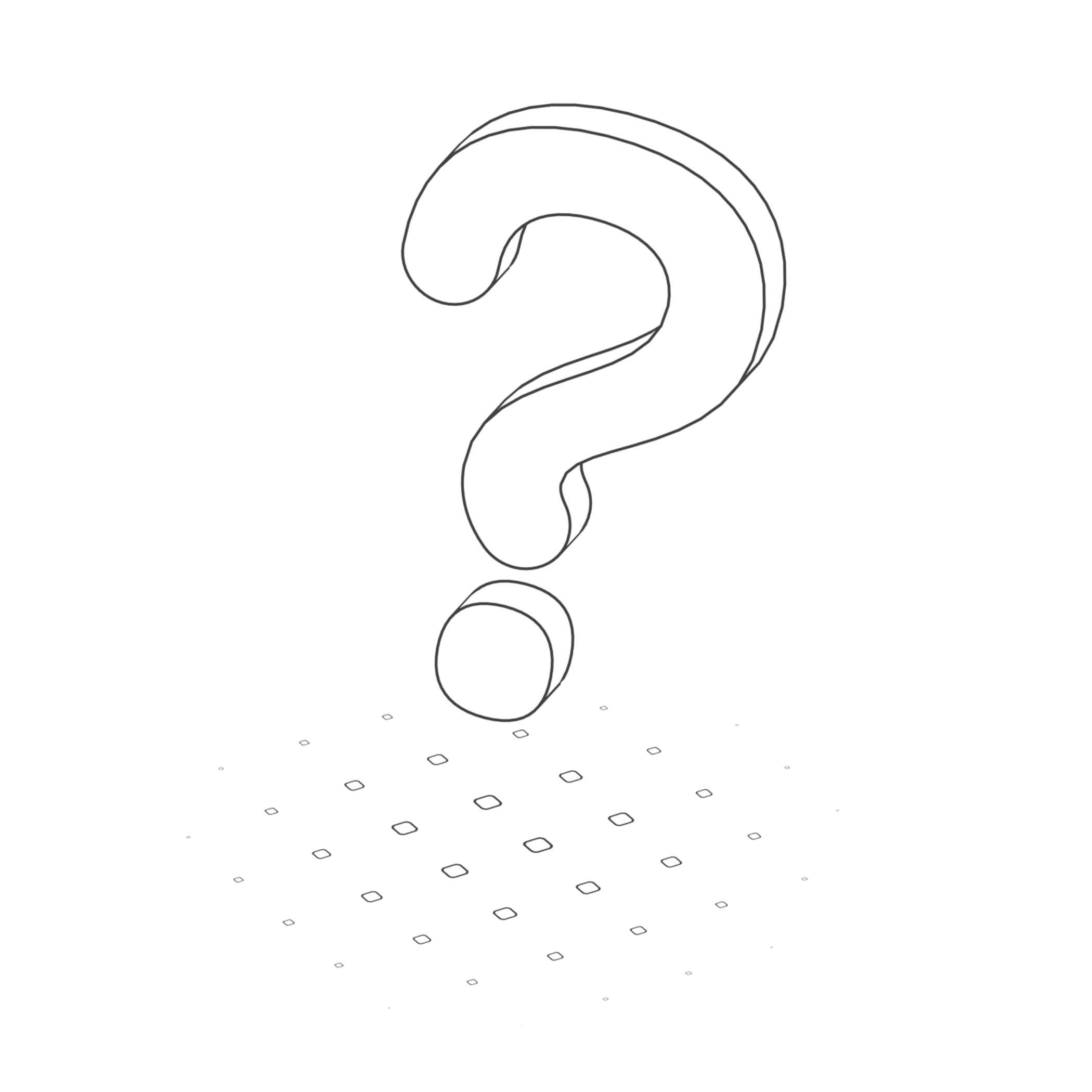 Illustration en noir et blanc d’un point d'interrogation.