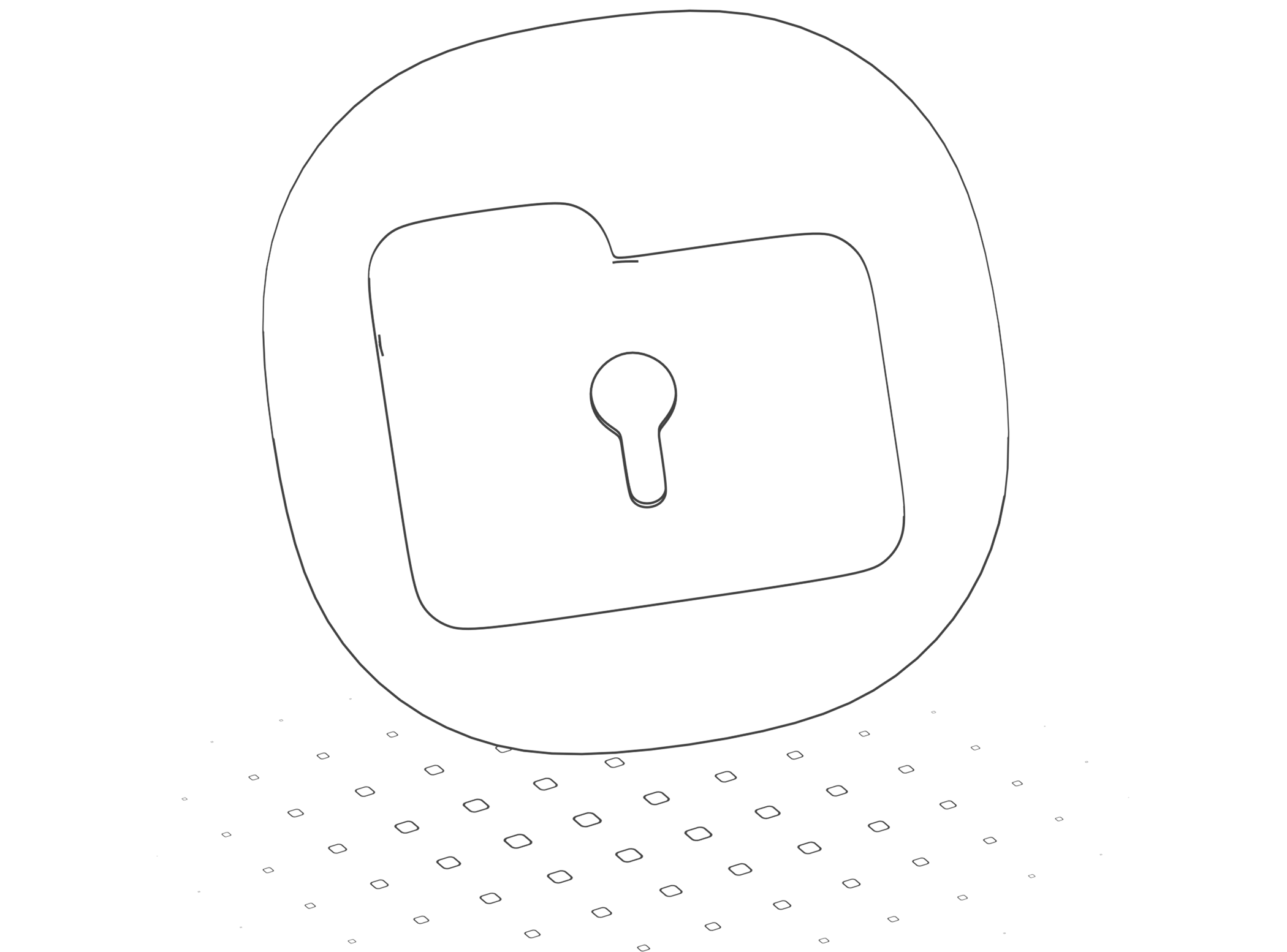 Illustration en noir et blanc d’un dossier avec une serrure, représentant un dossier sécurisé.