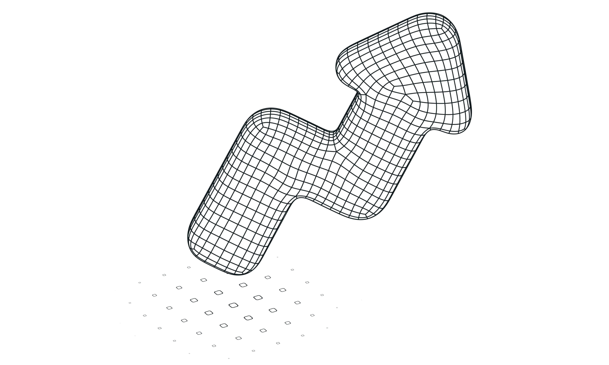Illustration en noir et blanc d’une flèche orientée vers le haut avec un effet de grille en volume.