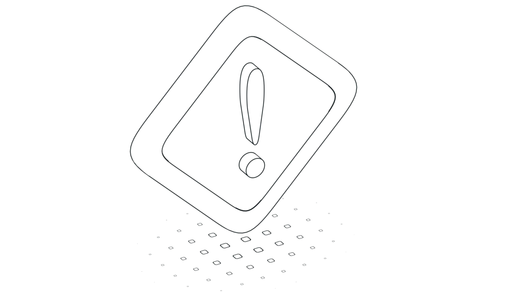 Illustration en 3D d'un panneau losange avec point d'exclamation, symbole d'alerte