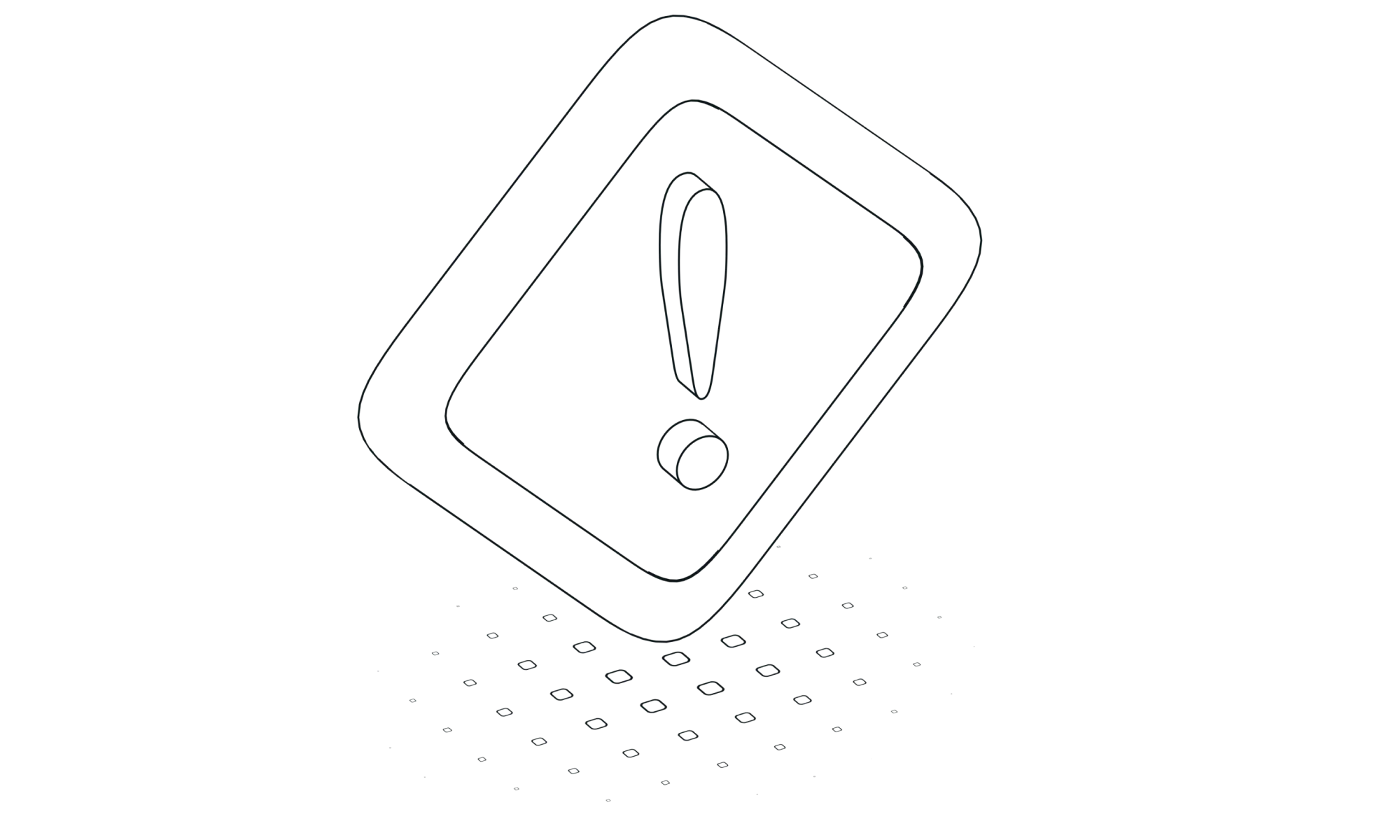 Illustration en 3D d'un panneau losange avec point d'exclamation, symbole d'alerte