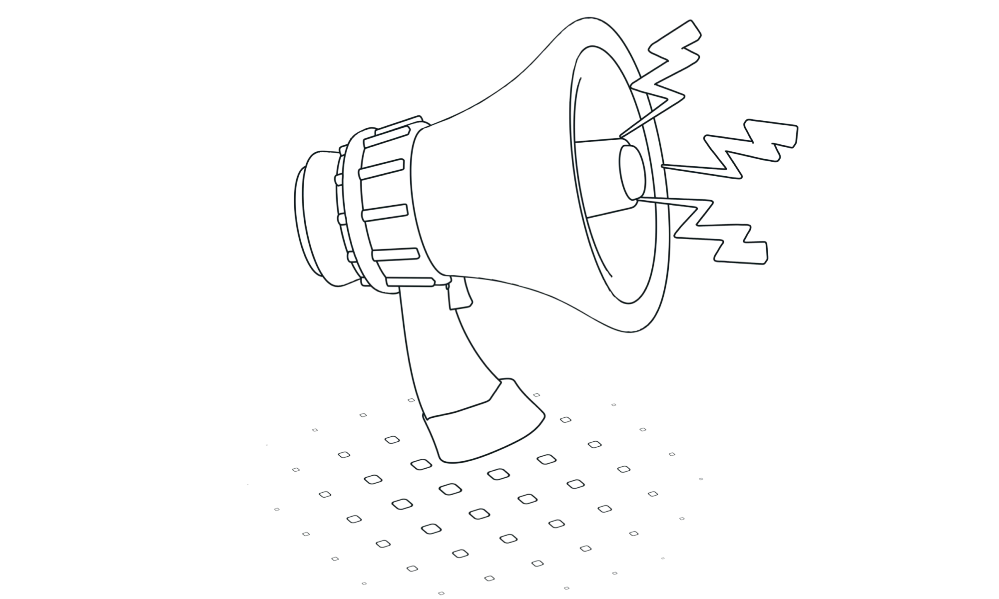 Illustration en 3D d'un mégaphone diffusant des ondes sonores, symbole de communication