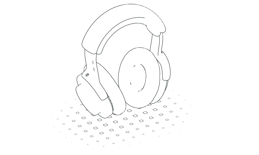 Illustration en 3D d'un casque audio sans fil