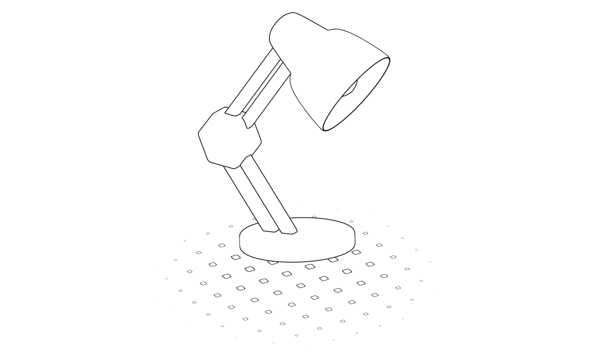 Illustration en 3D d'une lampe de bureau articulée