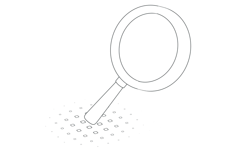 Illustration en 3D d'une loupe, symbole de recherche et d'analyse