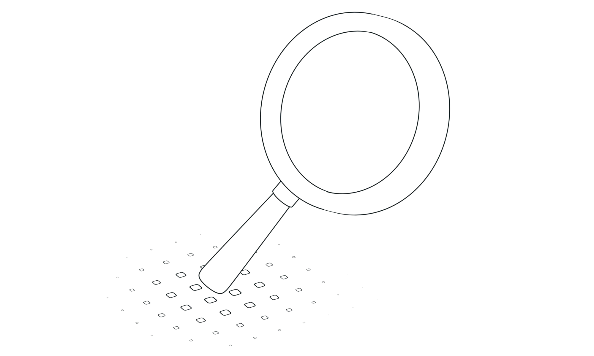 Illustration en 3D d'une loupe, symbole de recherche et d'analyse