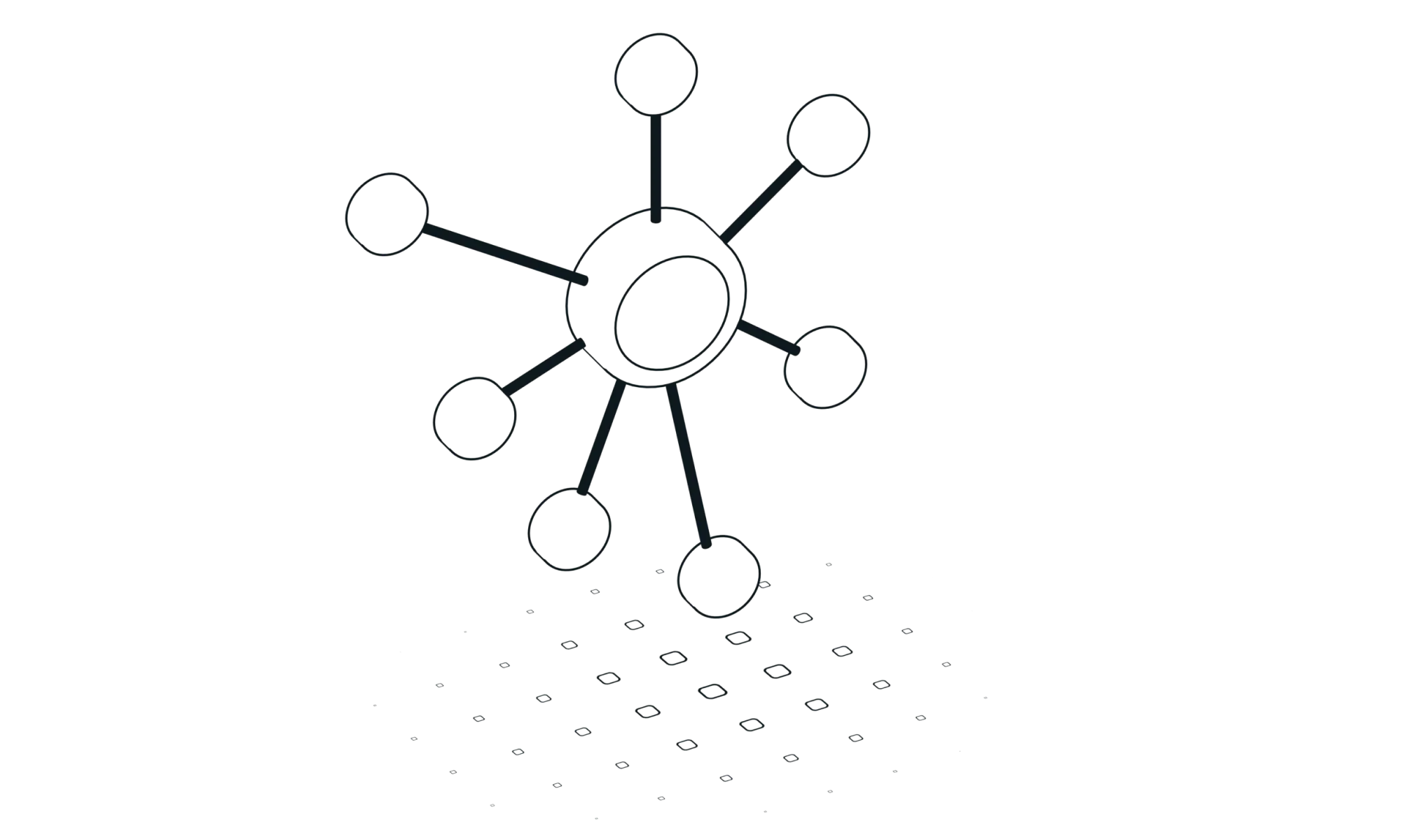 Illustration en 3D d'un réseau de nœuds interconnectés, symbole de mise en réseau