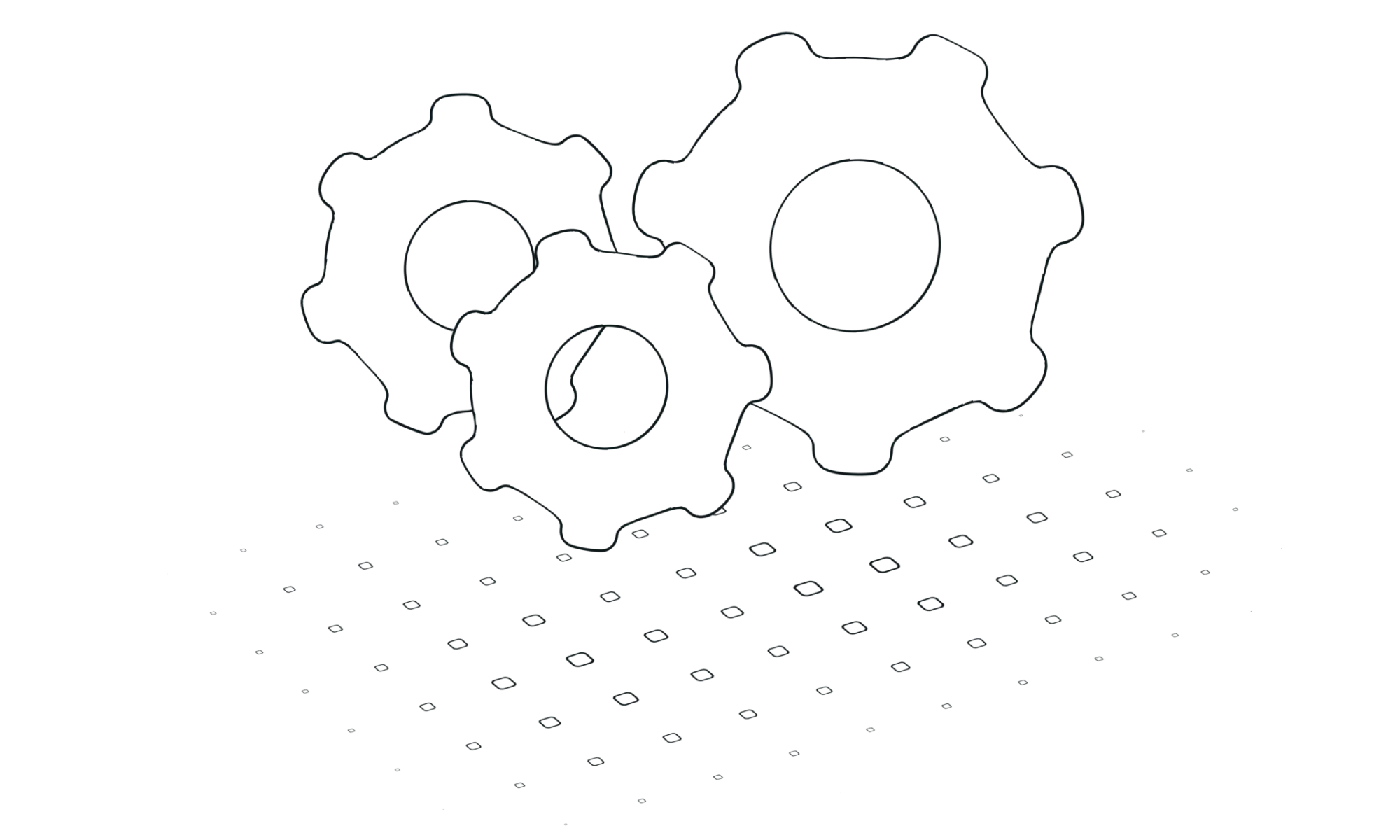 Illustration en 3D de trois engrenages imbriqués, symbole de paramétrage